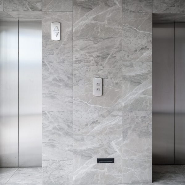 modern elevators in hotel lobby